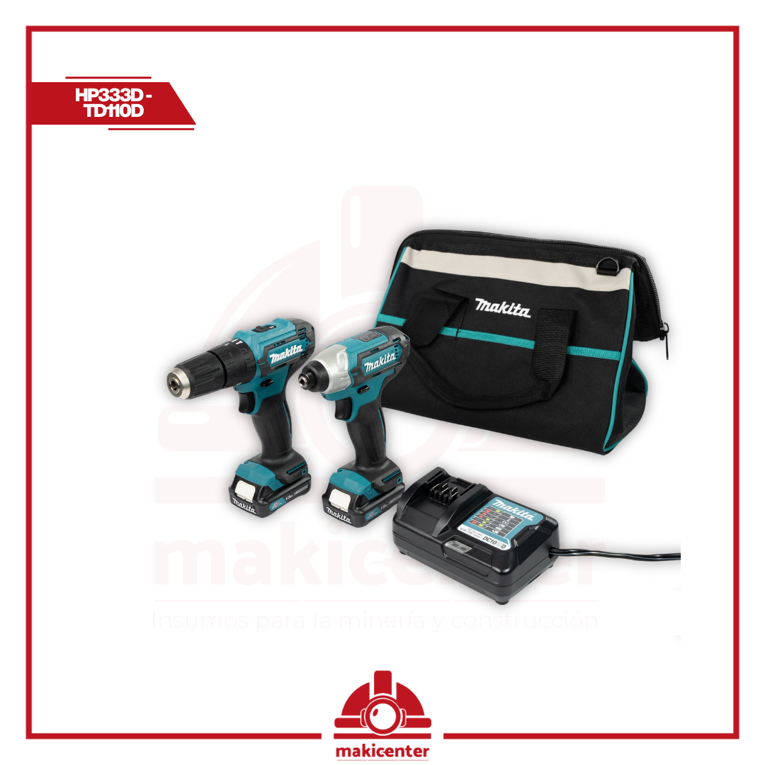COMBO MAKITA 12V TALADRO PERCUTOR HP333D + ATORNILLADOR DE IMPACTO TD110D