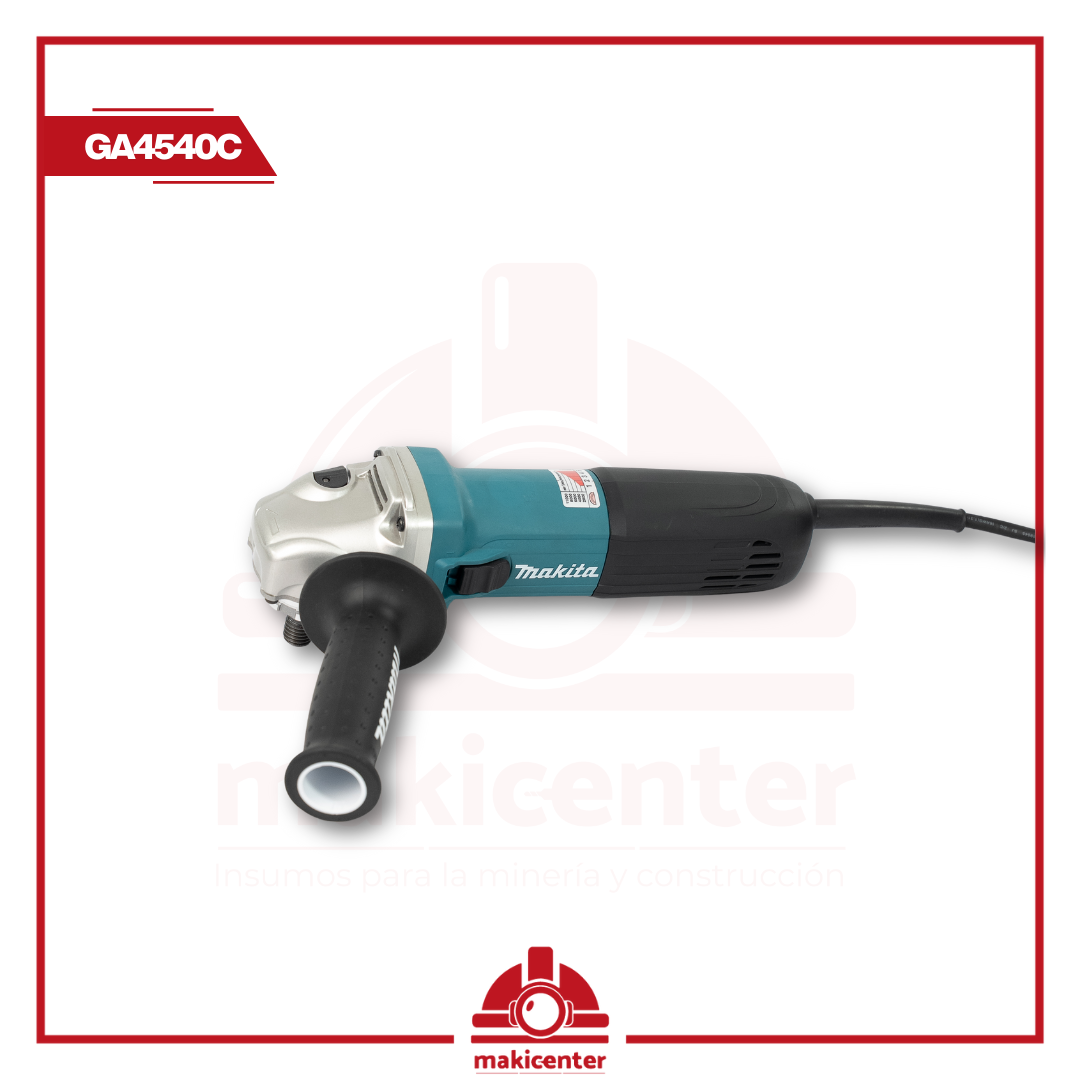 PULIDORA ANGULAR 4-1/2″ ELÉCTRICO MAKITA GA4540C 1400W SJSII ANTI RESTART +FRENO +VEL. VARIABLE